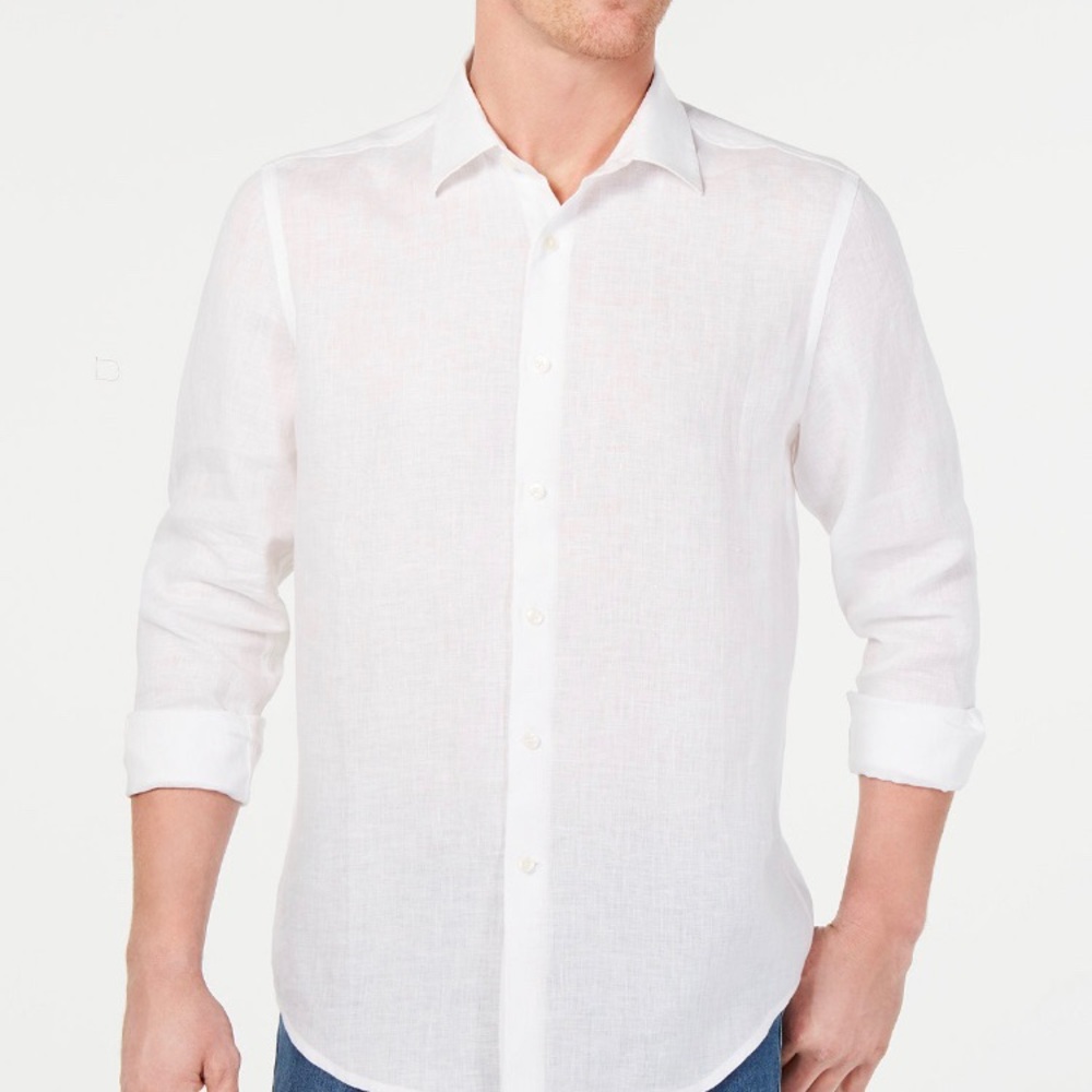 NWT Tasso Elba Men’s Long Sleeve Linen Shirt